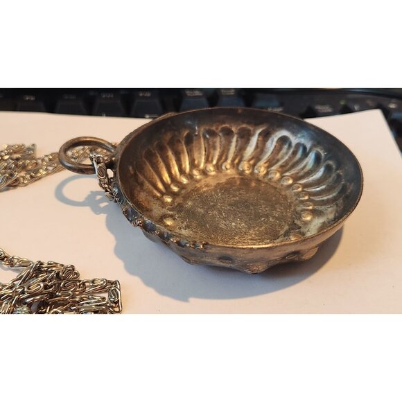 Sommeliers tasting cup with Chain 45"  Snake Design Thumb Ring  shallow silver - Picture 3 of 14